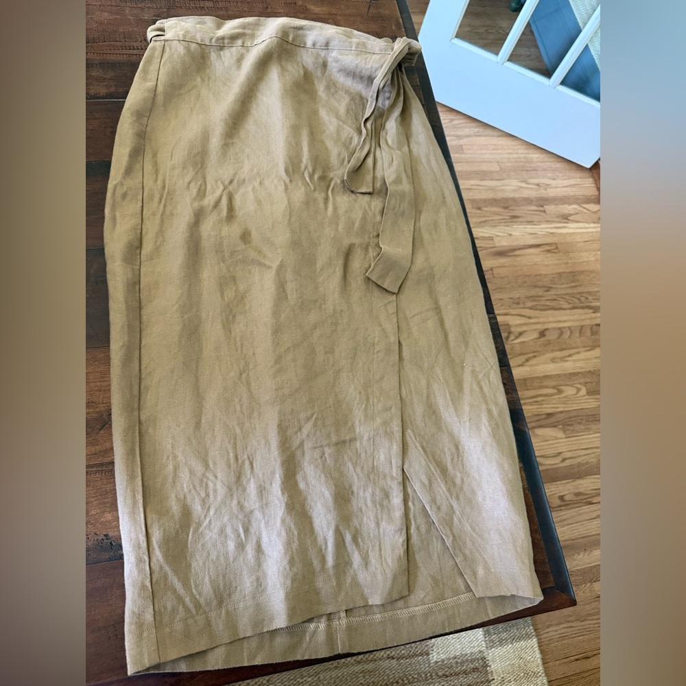 Linen wrap skirt, Reformation brand, size medium, camel color
